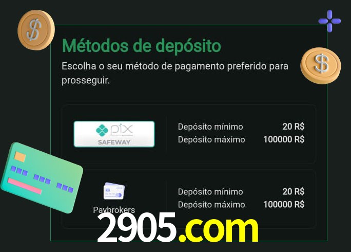 O cassino 2905.com oferece uma grande variedade de métodos de pagamento